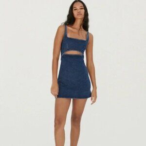 Zara NWT Dark Blue Denim Cut Out Dress